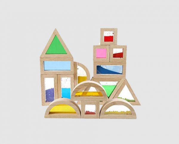 16 Piece Wooden Geometric Building Blocks Toy