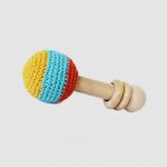 Handmade Montessori Wooden Crochet Shaker Rattle and Teething Toy