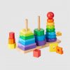 Montessori Rainbow Geometric Stacker Tri-Tower Stacking Toy