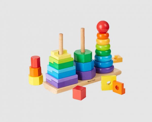 Montessori Rainbow Geometric Stacker Tri-Tower Stacking Toy