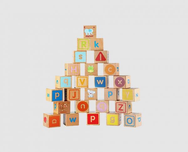 Montessori Wooden ABC Blocks Building Games Extra-Large 26 PCS Alphabet Letters Block Set