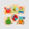Montessori Wooden Jigsaw Puzzle Set, 6 Pack Animal Shape