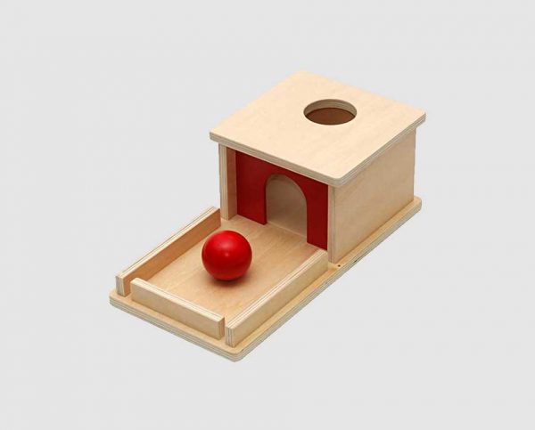 Montessori Wooden Object Permanence Box with Tray and Ball