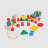 Montessori Wooden Train Toy, Shape Sorter and Stacking Wooden Blocks